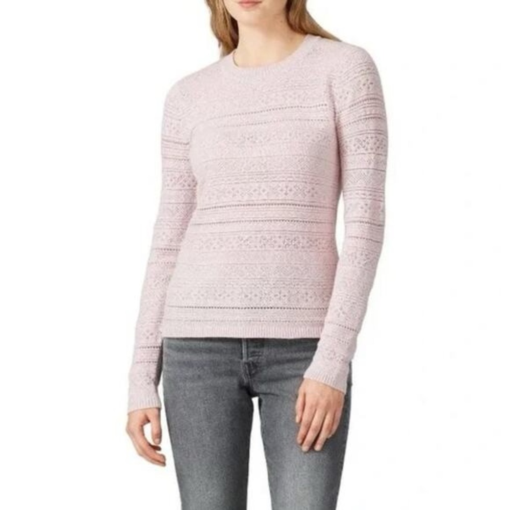 Jason Wu Luxury Pink Wool Blend Pullover Fairisle Sweater Dusty Rose - XS